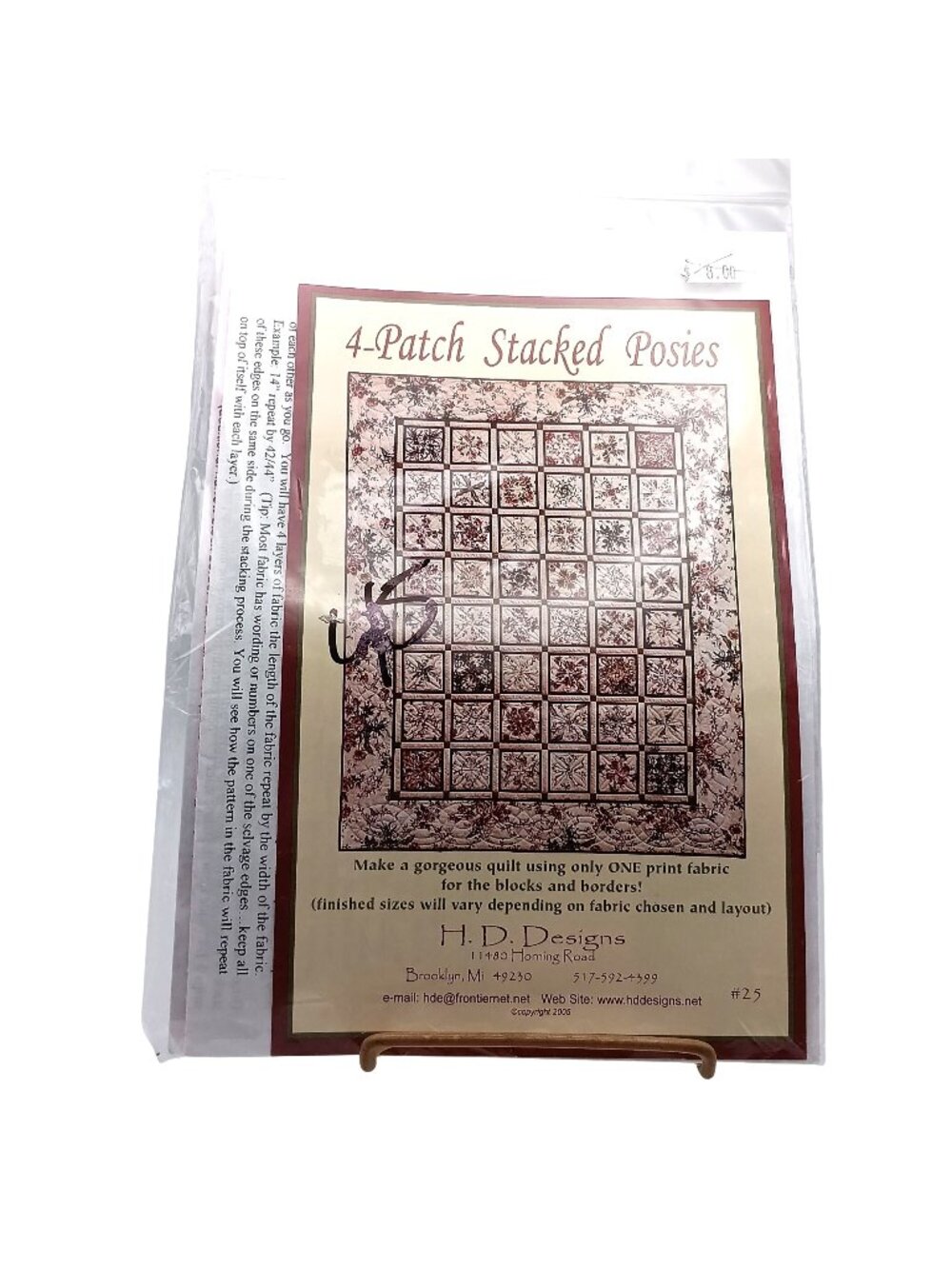 4-Patch Stacked Posies Quilt Pattern By H.D. Designs 2003 Finished Sizes Vary